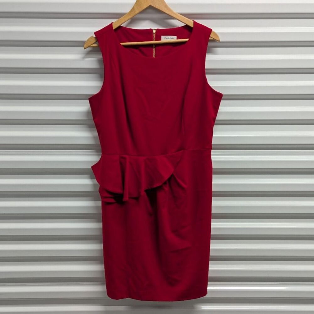 Calvin Klein Size 12 Red‎ Bodycon with peplum cinch waistline